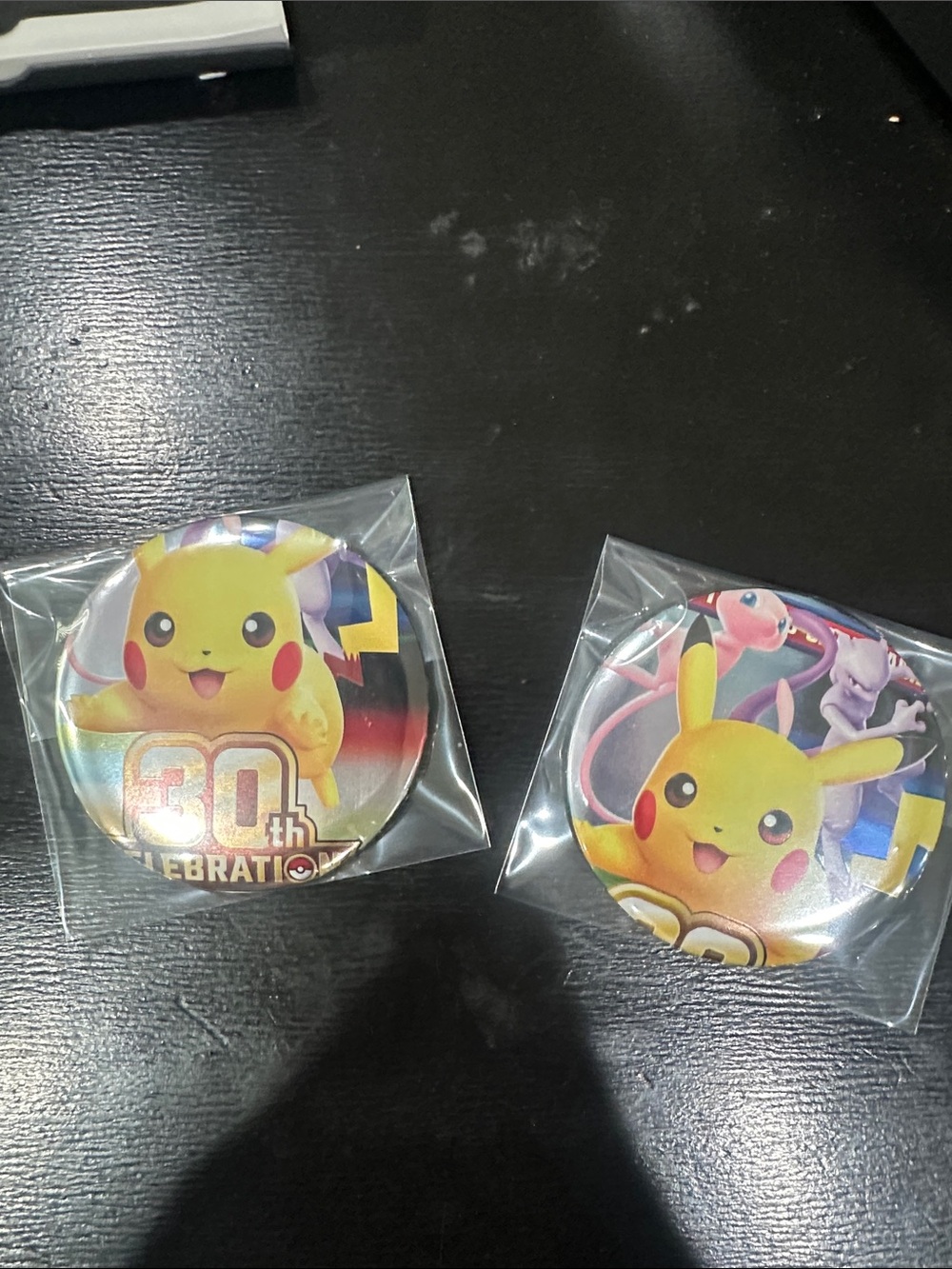 Pokemon Pikachu 30th Celebration Buttons - Yellow, Red, Blue